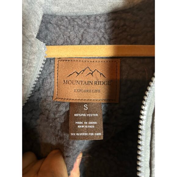 Men's Mountain Ridge Sherpa Lined Jacket Flannel Hood Blue White Size small - Picture 8 of 8